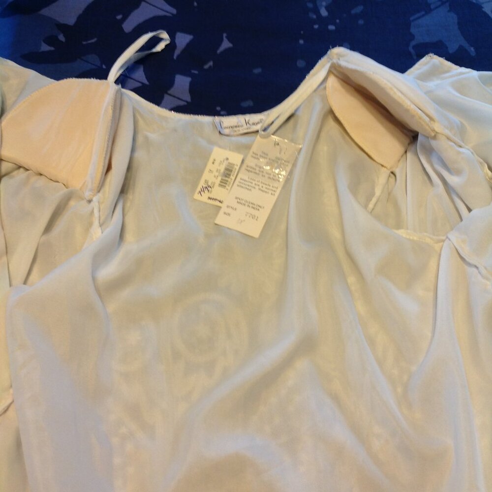 NWT Vintage Laurence Kazar Off White Creme Beaded Sequin Evening Jacket 1X - Picture 12 of 14